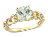 1 3/8 Carat (ctw) Green Quartz Ring in 10k Yellow Gold with Accent Diamonds